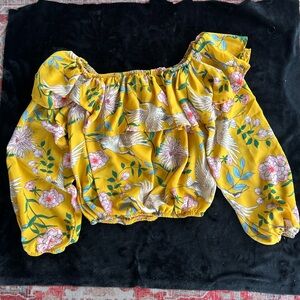 Yellow Floral Off-Shoulder Blouse